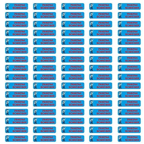 80 x Namensaufkleber Wunschname personalisiert je 3,5x1cm Aufkleber mit Kinder Name Beschriftung Schule Kindergarten Kleidung Sticker (Nr. 14 Polizist, Für feste Oberflächen) von Finest Folia