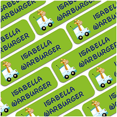 80 x Namensaufkleber Wunschname personalisiert je 3,5x1cm Aufkleber mit Kinder Name Beschriftung Schule Kindergarten Kleidung Sticker (Nr. 37 Auto, Für Textilien) von Finest Folia