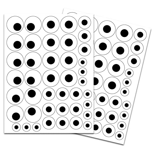 84 Augen Aufkleber zum Basteln 2cm 3cm 4cm Durchmesser Deko Sticker für DIY Geschenke Scrapbooking Zubehör Bastelaugen schwarz weiß selbstklebend R184 von Finest Folia