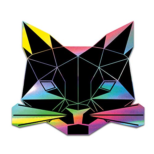 Finest Folia 2 x Polygon Tier Sticker Hologramm Aufkleber Tiere Origami Design Geometrisch Selbstklebend Kunst für Auto Motorrad Laptop Kühlschrank Wand Dekor R117 (Katze) von Finest Folia