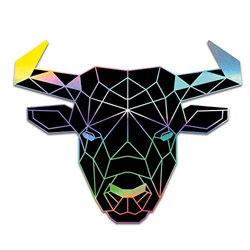 Finest Folia 2 x Polygon Tier Sticker Hologramm Aufkleber Tiere Origami Geometrisch Selbstklebend Kunst für Auto Motorrad Laptop Kühlschrank Wand Dekor R117 (Stier) von Finest Folia