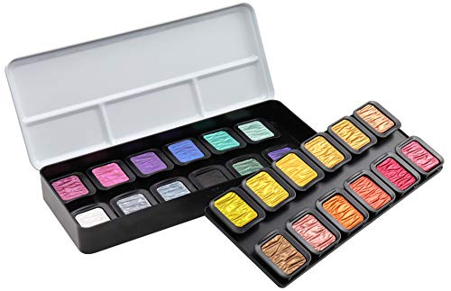 Finetec F2400 Metallfarbkasten, deckenden Perlglanzfarben „Colourful“, 24 Farben, 1 Stück (1er Pack) von Finetec