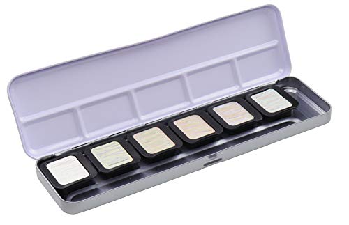 Finetec F8001 Metallfarbkasten, 6 irisierende Premium High Sparkle“, 6 Farben, 1 Stück (1er Pack) von Finetec