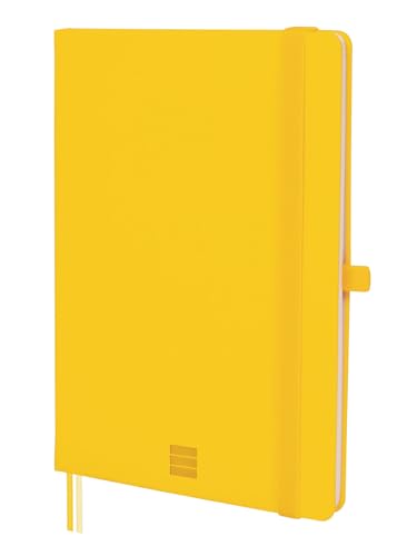 Finocam - Notizbuch Nexo Festeinband Glatt Gelb | Notizbuch DIN A5 mit perforierten Blättern | Innentasche und Stifthalter | 72 Blätter, Ideal zum Schreiben und Zeichnen von Finocam