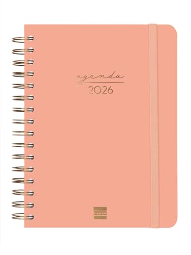 Finocam - Kalender mit DuoBand Notizblock 2026, Wochenansicht, Queransicht, Januar 2026 - Dezember 2026, 12 Monate, Rot, Katalanisch von Finocam