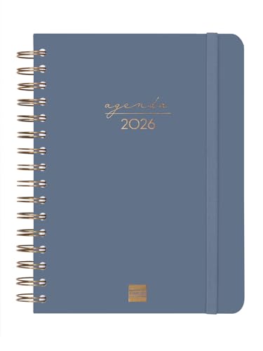 Finocam - Kalender mit DuoBand Notizblock 2026, Wochenansicht, Queransicht, Januar 2026 - Dezember 2026 (12 Monate), Katalanisches Blau von Finocam