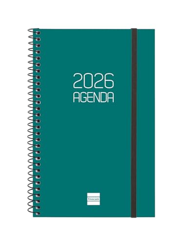 Finocam - Kalender mit Notizblock DuoBand 2026, 1 Tag Seite, Januar 2026 - Dezember 2026 (12 Monate), Schwarz, Spanisch von Finocam