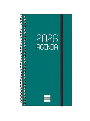 Finocam - Kalender mit Notizblock DuoBand 2026, 1 Tag Seite Januar 2026 - Dezember 2026 (12 Monate), Rot, Spanisch von Finocam