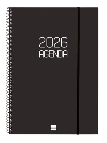 Finocam - Kalender mit Notizblock DuoUno 2026, 1 Tag Seite, Januar 2026 - Dezember 2026 (12 Monate), Bordeaux, Spanisch von Finocam