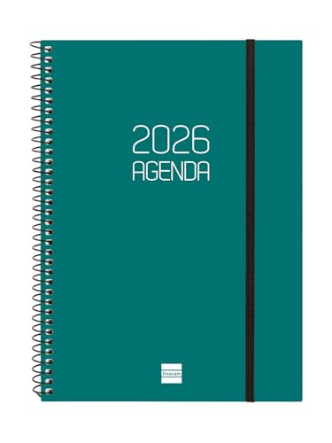 Finocam - Kalender mit Notizblock DuoUno 2026, Wochenansicht, Queransicht, Januar 2026 - Dezember 2026 (12 Monate), Bordeaux, Spanisch von Finocam