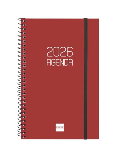 Finocam - Kalender mit Notizblock DuoUno 2026, Wochenansicht, Queransicht, Januar 2026 - Dezember 2026 (12 Monate), Bordeaux, Spanisch von Finocam