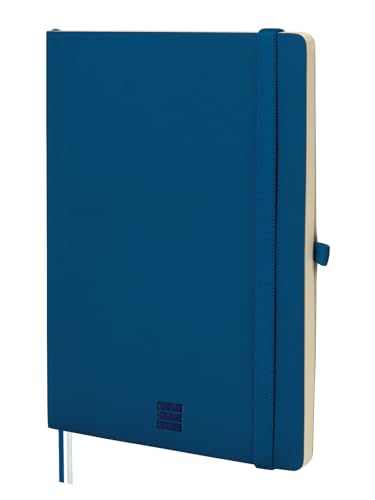 Finocam - Notizbuch Nexo Flexibler Einband Horizontal Liniert Marineblau | Notizbuch DIN A5 mit perforierten Blättern | Innentasche und Stifthalter | 72 Seiten, Ideal zum Schreiben von Finocam
