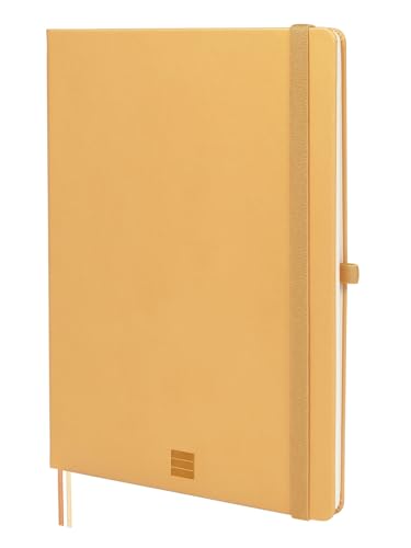 Finocam - Notizbuch Nexo Festeinband Glatt Camel | Großes Notizbuch mit perforierten Blättern | Innentasche und Stifthalter | 72 Blätter, Ideal zum Schreiben und Zeichnen von Finocam