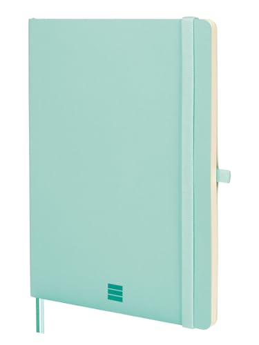 Finocam - Notizbuch Nexo Flexibler Einband Blanko Türkis | Großes Notizbuch mit perforierten Blättern | Innentasche und Stifthalter | 72 Blätter, Ideal zum Schreiben und Zeichnen von Finocam
