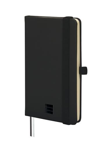 Finocam - Notizbuch Nexo Festeinband Dotted-Gepunktet Schwarz| Kleines Notizbuch mit perforierten Blättern | Innentasche und Stifthalter | 72 Seiten, Ideal als Bullet Journal von Finocam