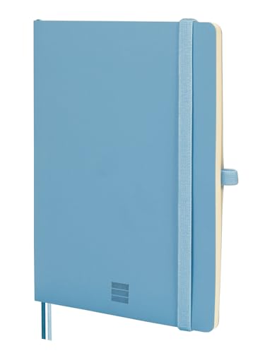 Finocam - Notizbuch Nexo Flexibler Einband Blanko Hellblau | Notizbuch DIN A5 mit perforierten Blättern | Innentasche und Stifthalter | 72 Blätter, Ideal zum Schreiben und Zeichnen von Finocam