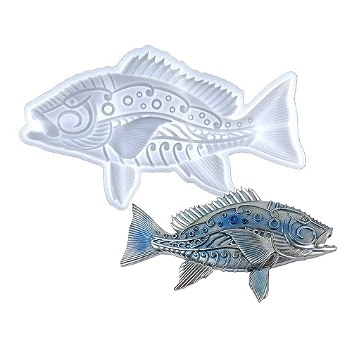 Finyoffiy 3D Fisch Silikonformen Tiere Silikonform Gießformen Statue Epoxidharz Formen DIY Fish Resin Molds für Wandbehang Ornament Dekoration, (A) von Finyoffiy