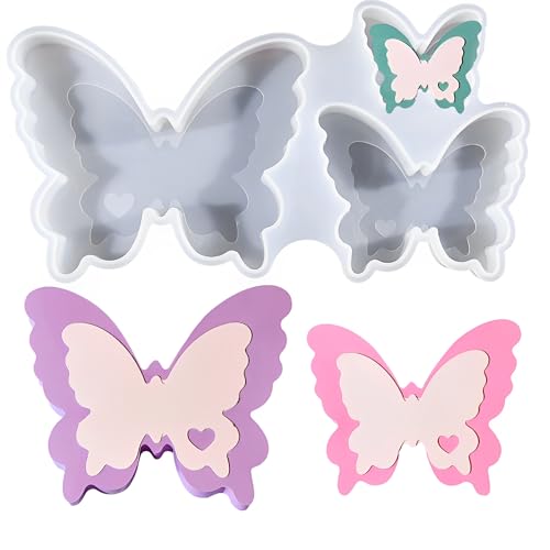 Finyoffiy 3D-Schmetterlings-Harzform, Tier-Epoxidharz-Silikon-Gussformen, DIY-Bastelform, Heimdekoration, Seifenherstellung, Geschenk (Groß + Mittel + Klein) von Finyoffiy