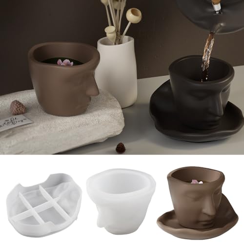 Finyoffiy Face Tasse Silikonformen Kuss Kaffeetasse Epoxidharz Gießform Silikonform Becher Resin Form 3D Kreativer Saft Wasserbecher für DIY Epoxidharzform Heimdekoration (Kiss) von Finyoffiy