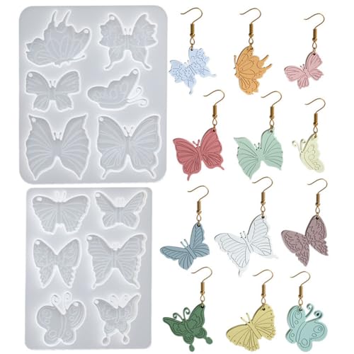 Finyoffiy Schmetterlingsform aus Kunstharz, Anhänger, 3D-Tier-Epoxid-Form, DIY für Schmuck, Ohrringe, Halsketten, Ornamente, Wanddekoration (D) von Finyoffiy