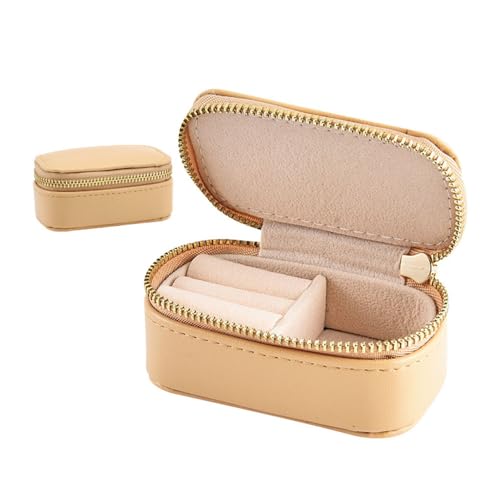 Finyoffiy Schmuckkästchen Reise Mini Ring Aufbewahrungsbox PU-Reise-Schmuckschatulle Damen Schmuckkoffer für Ringe,Ohrringe,Halskette,Armbanduhr (Gelb) von Finyoffiy
