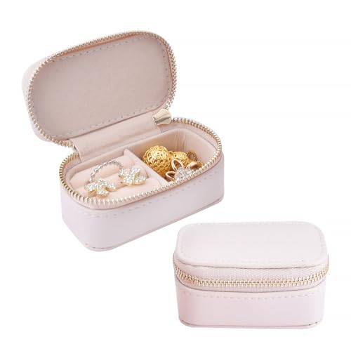 Finyoffiy Schmuckkästchen Reise Mini Ring Aufbewahrungsbox PU-Reise-Schmuckschatulle Damen Schmuckkoffer für Ringe,Ohrringe,Halskette,Armbanduhr (Khaki) von Finyoffiy