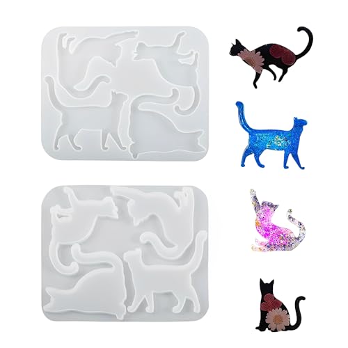 Niedliche Silikonform aus Kunstharz, Katze, Tierform, Epoxidform, Anhänger, Gießform für selbstgemachten Schmuck, Halsketten, Ohrringe, Ornamente (2 Stück) von Finyoffiy
