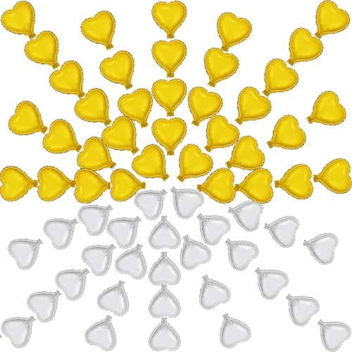 100 Stück 12,7 cm große Stern-Folienballons in Sternform, für Geburtstagsparty, Hochzeit, Babyparty, Geschlechtsoffenbarung, Geburtstag oder Verlobungsparty-Dekoration (Gold- und Silber-Herz) von Finypa