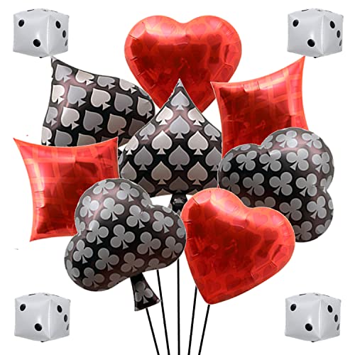 12 Stück Casino Thema Party Luftballons Spielkarten Luftballons Casino Würfel Folienballons Casino Party Dekoration Supplies für Las Vegas Party, Poker Events, Casino Nacht Geburtstag von Finypa