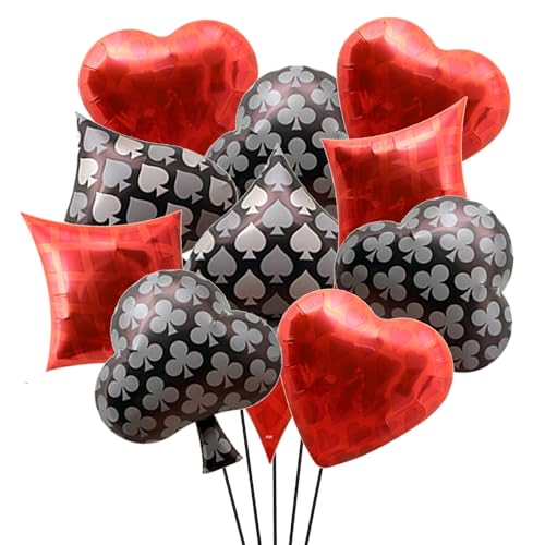 Finypa 12 Stück Herzförmige Casino-Themenparty-Ballons, rot, 15,2 x 20,3 x 1,8 cm, Metallic-Finish, Spielkarten-Design, Casino-Nacht, Poker-Events, Geburtstagsfeier, Erwachsene Finypa 12 Stück Herzförmige Casino-Themenparty-Ballons, rot, 15,2 x 20,3 x 1,8 cm, Metallic-Finish, Spielkarten-Design, Casino-Nacht, Poker-Events, Geburtstagsfeier, Erwachsene von Finypa