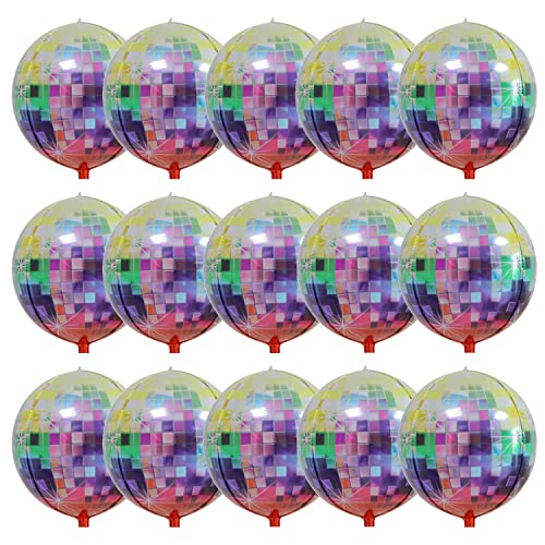 15 bunte Discokugel-Luftballons, Dekorationen, 55,9 cm, 4D-Disco-Luftballons für 80er-Jahre-Party-Dekorationen, letzte Disco-Party-Dekorationen für Geburtstag, Junggesellinnenabschiede von Finypa