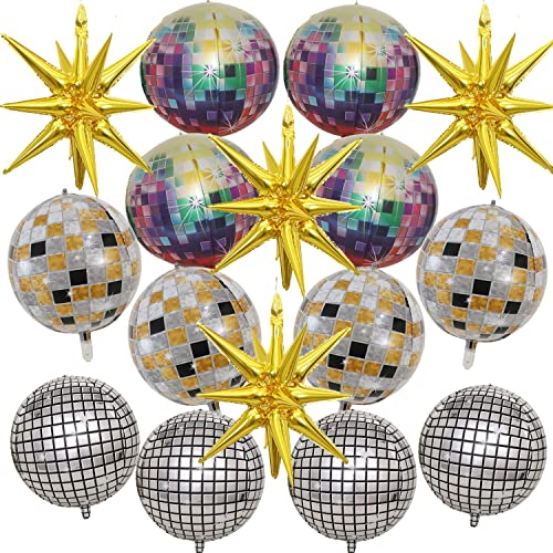 16 Stück Discokugel-Luftballons, riesiger goldener Explosionsstern, Aluminiumfolienballons für Geburtstag, Junggesellinnenabschied, 70er 80er 90er Jahre Thema Disco Party Dekorationen Zubehör 16 Stück Discokugel-Luftballons, riesiger goldener Explosionsstern, Aluminiumfolienballons für Geburtstag, Junggesellinnenabschied, 70er 80er 90er Jahre Thema Disco Party Dekorationen Zubehör von Finypa