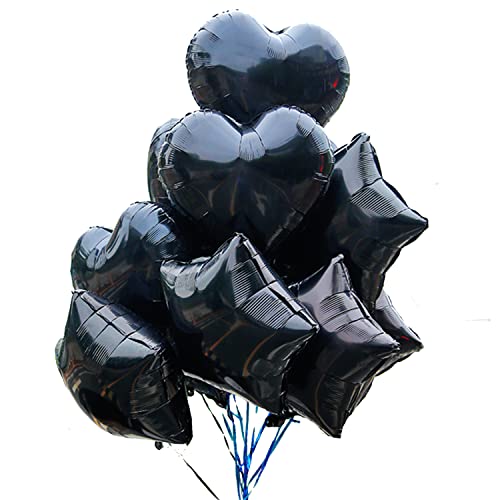 25 Stück schwarze Stern-Luftballons, 45,7 cm, Folien-Herz-Luftballons, Mylar-Luftballons für Valentinstag, Hochzeit, Party, Hochzeit, Dekoration, Jahrestag, Hintergrund und Geburtstagsparty-Zubehör von Finypa
