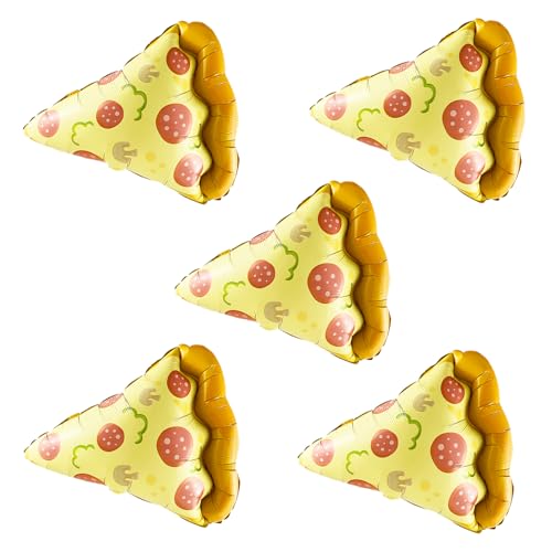5 x Pizza-Luftballons, 58,4 cm, Wurst-Pizzascheiben, Folienballon, Helium-Folie, Fast-Food-Ballons, Snack-Pie-Party-Dekorationen, Picknick-Partyzubehör von Finypa
