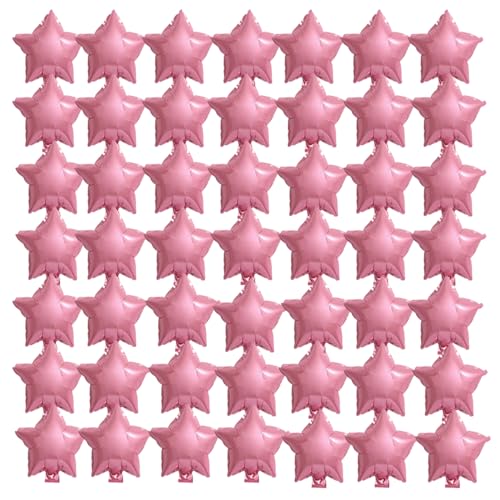 50 Stück 25,4 cm rosa Foliensternballons, fünfzackige Mylar-Luftballons für Babyparty, Geschlechtsoffenbarung, Hochzeit, Geburtstag oder Verlobung, Party-Dekoration (Rosa) von Finypa