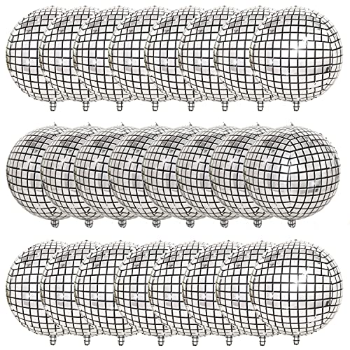 22in Discokugel-Ballon,silberfarben,4D groß,aufblasbare Kugel,Aluminiumfolie,Ballon für Tanzparty,70er,80er-Jahre,Disco-Partyzubehör (24 Stück) von Finypa