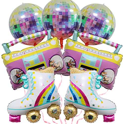 7 x Regenbogen-Rollschuh-Luftballons, Disco-Folienballons, aufblasbare Radio-Boombox für 80er 90er Jahre Party-Dekorationen, Retro-Thema, Hip-Hop-Geburtstagsparty, zurück in die 80er 90er Jahre 7 x Regenbogen-Rollschuh-Luftballons, Disco-Folienballons, aufblasbare Radio-Boombox für 80er 90er Jahre Party-Dekorationen, Retro-Thema, Hip-Hop-Geburtstagsparty, zurück in die 80er 90er Jahre von Finypa