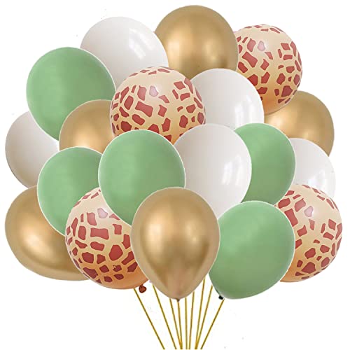 80 Stück Dschungel-Safari-Luftballons Party-Luftballons Set Dschungel Safari Tier Salbeigrün Sand Weiß Luftballons Dschungel Geburtstag Wald Babyparty für Babyparty Jungen Wild One Party Dekorationen von Finypa