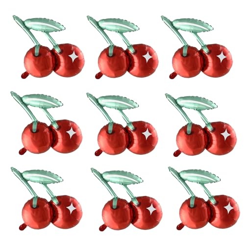 Finypa 9pcs 50.8 cm Cherry Balloons - Rot, Rund, Gummi - 9 Stück - Ballon - Kinder - Unisex – alle Altersgruppen - Kirsche - Obst - Geburtstag, Babyparty von Finypa