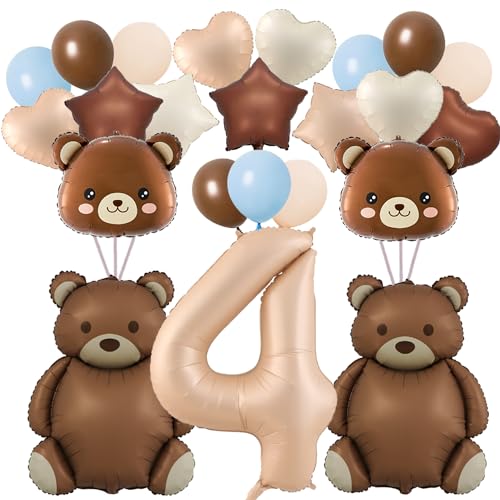 Bären-Ballons, 101,6 cm, große Karamell-Ballons, Babyparty-Dekorationen, Bären-Ballons zum 4. Geburtstag, Partydekoration, 32 Stück von Finypa