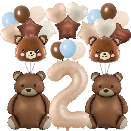 32 Stück Bären-Ballons, 2. Zahlen-Ballons, 101,6 cm, große braune Bären-Ballons, Babyparty-Dekorationen, Geburtstags-Ballons, Folien-Tierballons für Geburtstagsparty-Dekoration (2.) 32 Stück Bären-Ballons, 2. Zahlen-Ballons, 101,6 cm, große braune Bären-Ballons, Babyparty-Dekorationen, Geburtstags-Ballons, Folien-Tierballons für Geburtstagsparty-Dekoration (2.) von Finypa