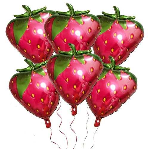 Erdbeer-Ballons, 6 Stück süße Fruchtballons für Geburtstagsparty-Dekorationen, Erdbeer-Folienballons, niedlicher Fruchtballon für Babys, Mädchen, süße Geburtstagsparty-Dekorationen, Erdbeer-Thema Erdbeer-Ballons, 6 Stück süße Fruchtballons für Geburtstagsparty-Dekorationen, Erdbeer-Folienballons, niedlicher Fruchtballon für Babys, Mädchen, süße Geburtstagsparty-Dekorationen, Erdbeer-Thema von Finypa