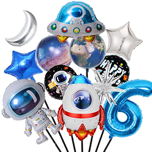 Finypa 12 Stück Weltraum-Themen-Geburtstagsparty-Dekoration, Astronauten-Spaceman-Folienballons, 6. Weltraum-Geburtstagsparty-Zubehör, Galaxie-Ballons für Jungen, 6 Jahre alte Geburtstagsdekoration Finypa 12 Stück Weltraum-Themen-Geburtstagsparty-Dekoration, Astronauten-Spaceman-Folienballons, 6. Weltraum-Geburtstagsparty-Zubehör, Galaxie-Ballons für Jungen, 6 Jahre alte Geburtstagsdekoration von Finypa