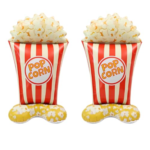 Finypa 2pcs Riesige selbststehende Popcorn-Luftballons 3D Zirkus Karneval Folienballon Karneval Party Dekorationen Lebensmittelballon für Geburtstag Filmabend Motto Party Dekorationen (Popcorn) von Finypa