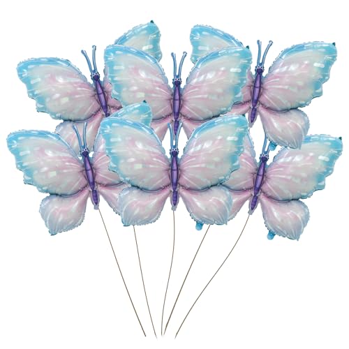 Finypa Blaue Schmetterlings-Luftballons, 6 Stück, 101,6 cm, blau-violett, Folien-Mylar-Luftballons für Schmetterlings-Babyparty, Dekoration für Schmetterlings-Themenparty, Hochzeit, Geburtstag, von Finypa