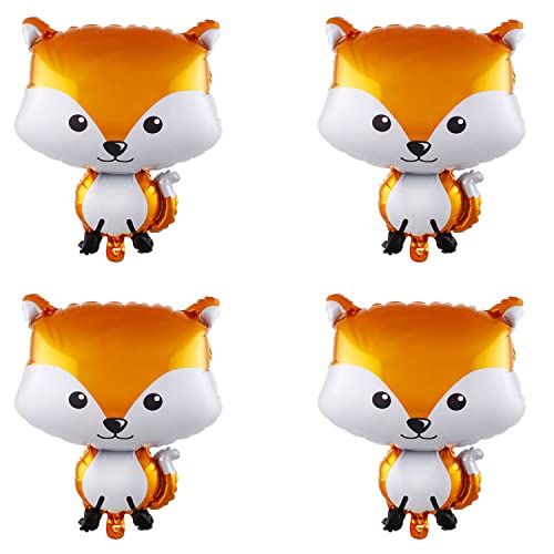 Finypa Fuchs-Ballons aus Mylar, für Babyparty, Kinder, Jungen, Dekoration für Wald-Mottopartys, 63 cm, 4 Stück Finypa Fuchs-Ballons aus Mylar, für Babyparty, Kinder, Jungen, Dekoration für Wald-Mottopartys, 63 cm, 4 Stück von Finypa
