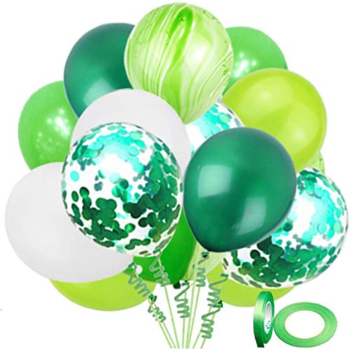 Finypa Luftballons Grün,62 Stück Luftballons Grün Weiß Helium,Konfetti Grün Ballons für Hochzeit Geburstags Taufe Kommunion Dinosaurier Party Deko Babyparty Dekoration von Finypa