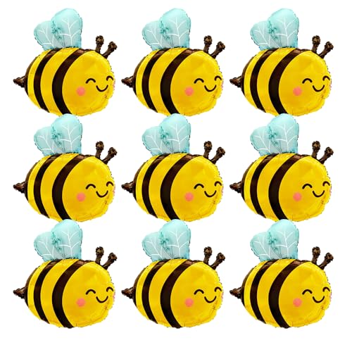 Finypa Niedliche Bienen-Luftballons mit lächelndem Gesicht, schöne Wald-Bienen-Luftballons, Bienen-Thema, Geburtstagszubehör, Party-Dekorationen, 9 Stück, große Cartoon-Biene, Mylar-Folienballons, Finypa Niedliche Bienen-Luftballons mit lächelndem Gesicht, schöne Wald-Bienen-Luftballons, Bienen-Thema, Geburtstagszubehör, Party-Dekorationen, 9 Stück, große Cartoon-Biene, Mylar-Folienballons, von Finypa