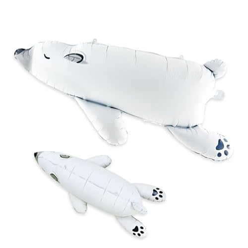 Finypa Riesige Eisbär-Ballons, 106,7 cm, 2 Stück, Tierform, Luftballons, Umweltschutz, flach, liegendes Design für Stressabbau, Wilddschungel-Safari (Bär) von Finypa