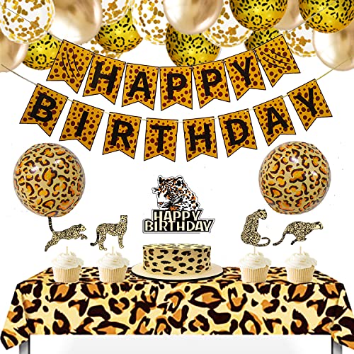 Cheetah Happy Birthday Banner, Gepard Geburtstagsdekorationen, Leoparden-Partydekorationen, Tier-Geburtstagsparty-Dekorationen, Safari-Party-Dekorationen, Tischdecke für Jungen, Mädchen, Cheetah Happy Birthday Banner, Gepard Geburtstagsdekorationen, Leoparden-Partydekorationen, Tier-Geburtstagsparty-Dekorationen, Safari-Party-Dekorationen, Tischdecke für Jungen, Mädchen, von Finypa